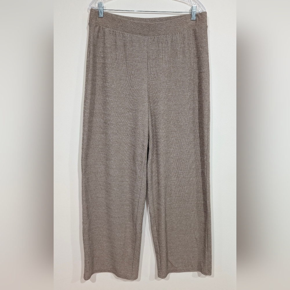 Old Navy Women's LG Taupe Knit Soft Fleece Wide Leg Stretch Lounge Pants